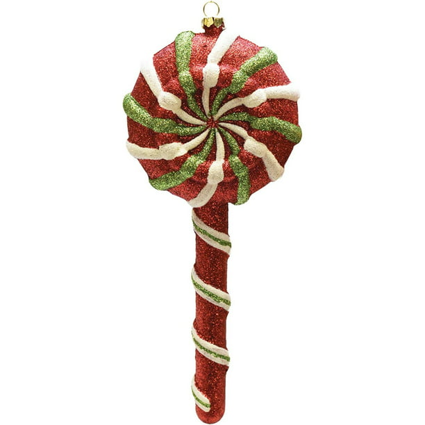 Peppermint Twist LG Lollipop Glass Christmas Ornament